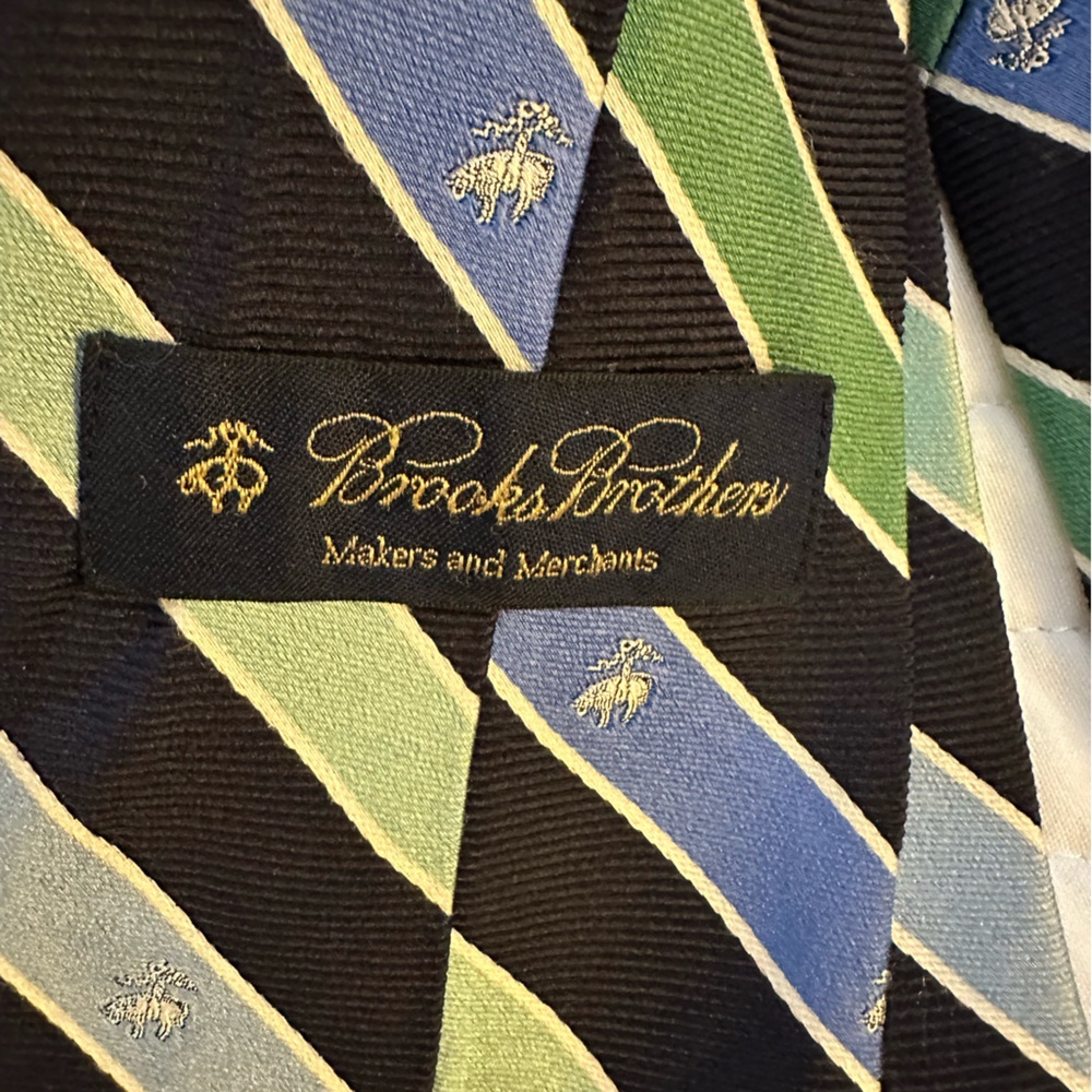 Brooks Brothers Tie with Blue and Green Diagonal Stripes